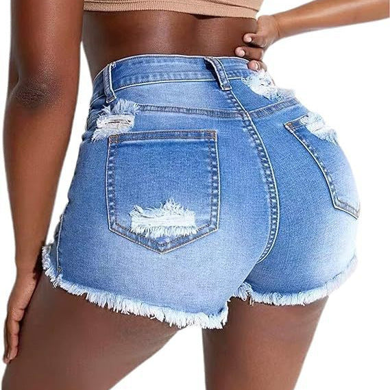 Short en jean taille haute sculptant – Coupe galbée, déchirures stylées ou finition clean