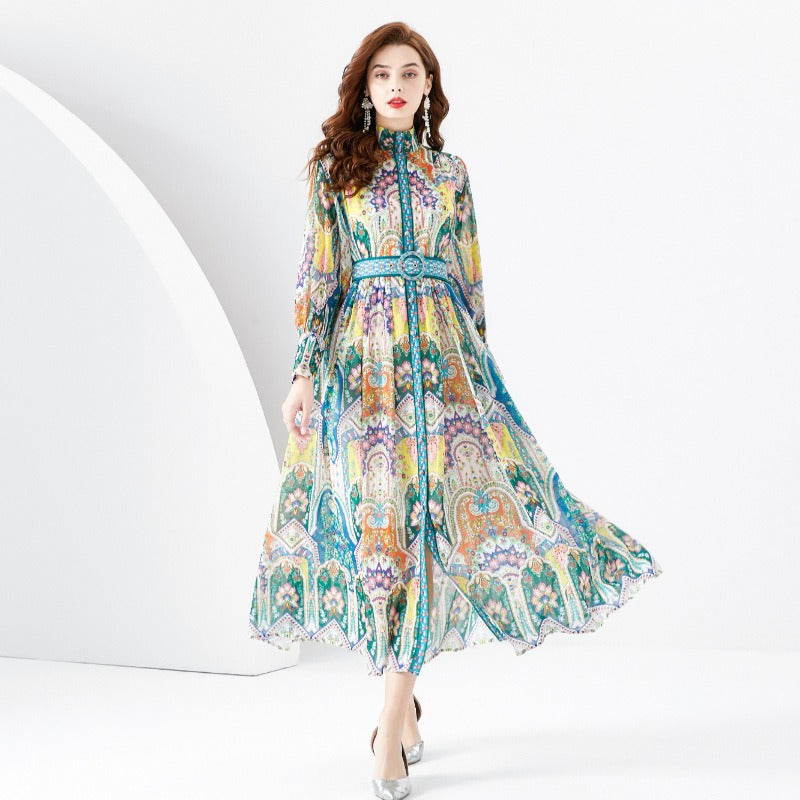 Robe Longue Élégante "Jardin Royal" – Style Baroque Chic