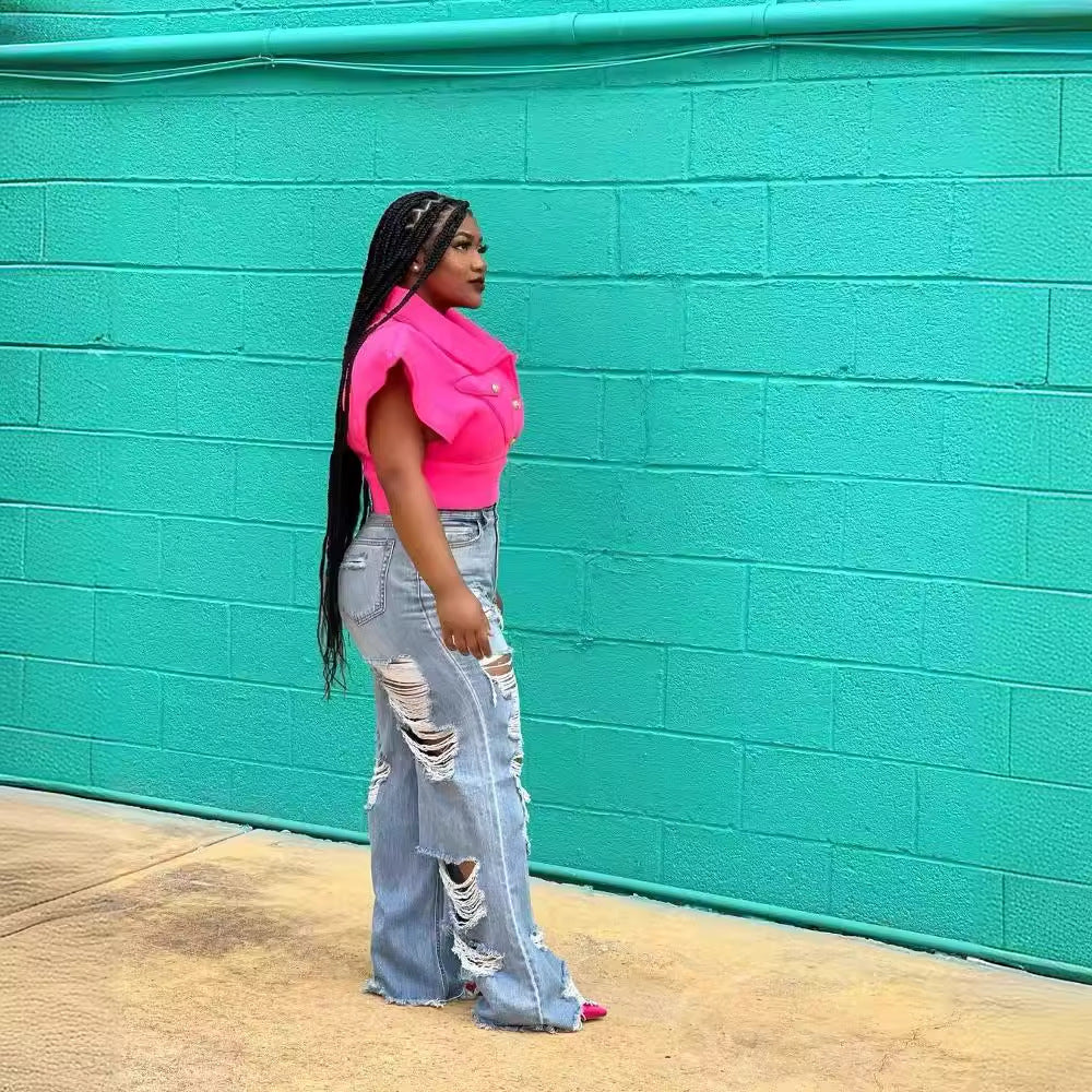 Jean Destroy Large Taille Haute – Look Street Chic Assumé