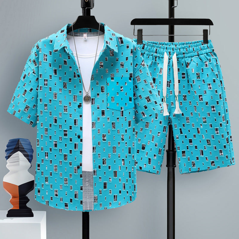Ensemble 2 Pièces Été Homme – Chemise Loose & Short Élastique | Style Détente Plage Tendance