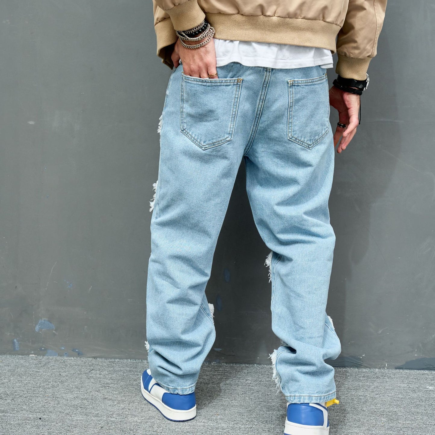 Jean Destroy Oversize Homme – Style Urbain US | Effet Déchiré XXL