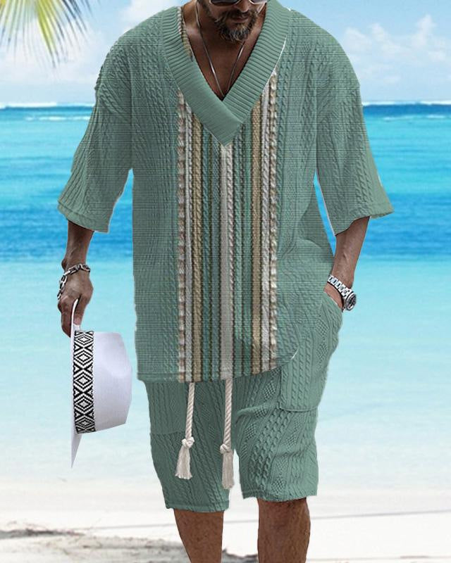 Costume d’été homme oversize 2 pièces – Chemise fluide & short – Style chill & vacances 2025