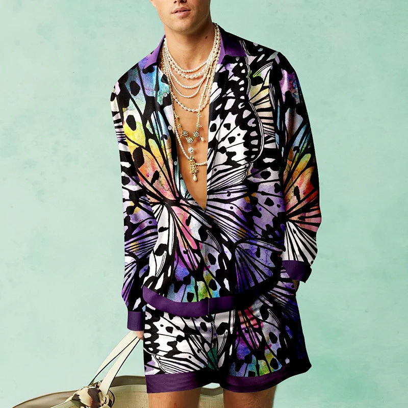 Costume été homme 2 pièces – Chemise fluide imprimée & short assorti | Look stylé vacances 2025