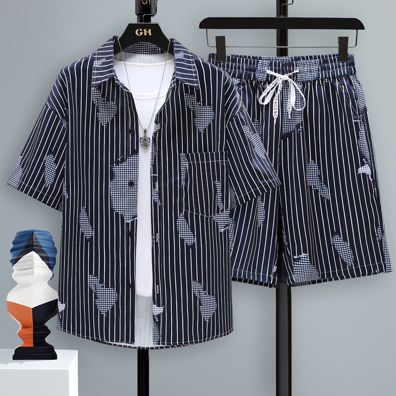 Ensemble 2 Pièces Été Homme – Chemise Loose & Short Élastique | Style Détente Plage Tendance