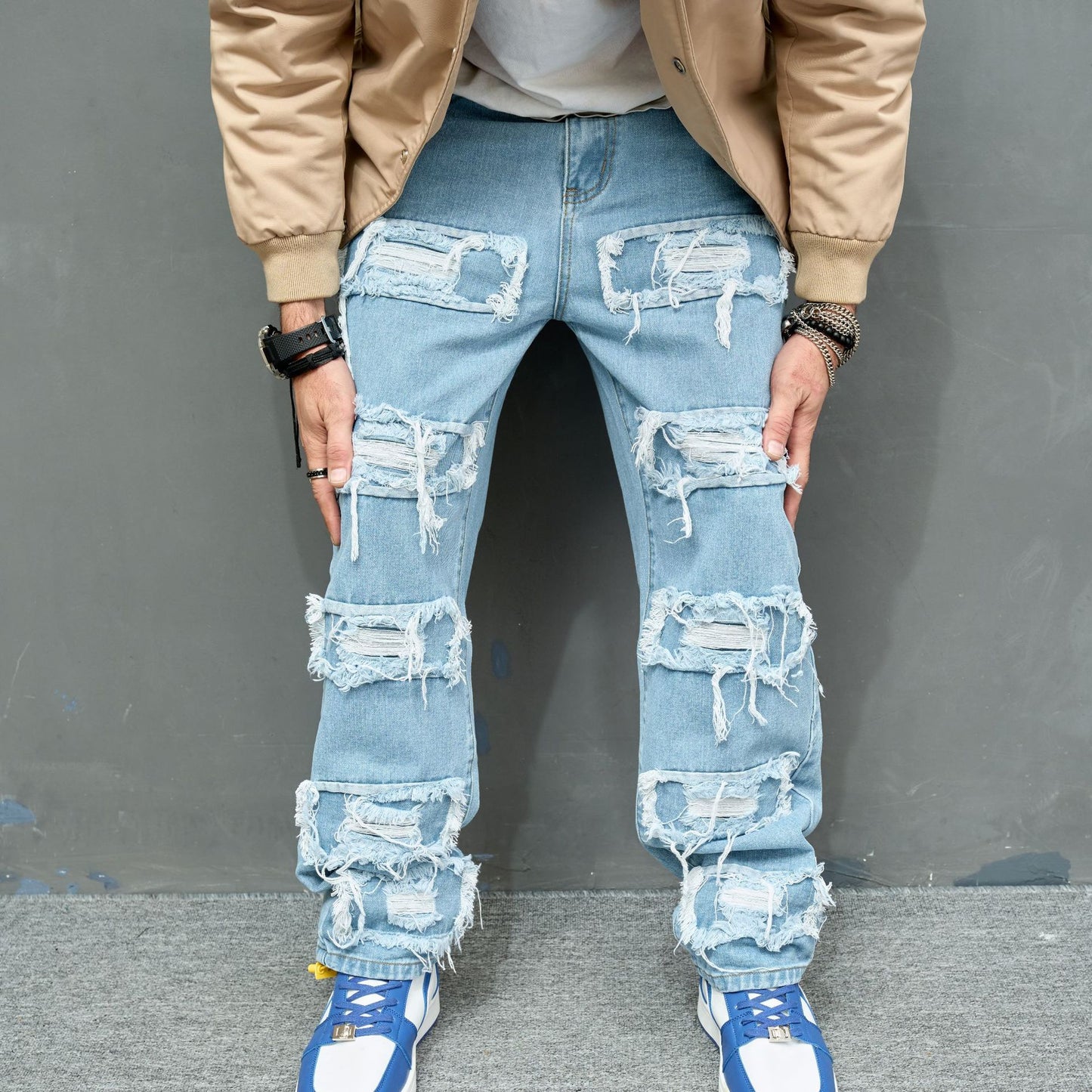 Jean Destroy Oversize Homme – Style Urbain US | Effet Déchiré XXL