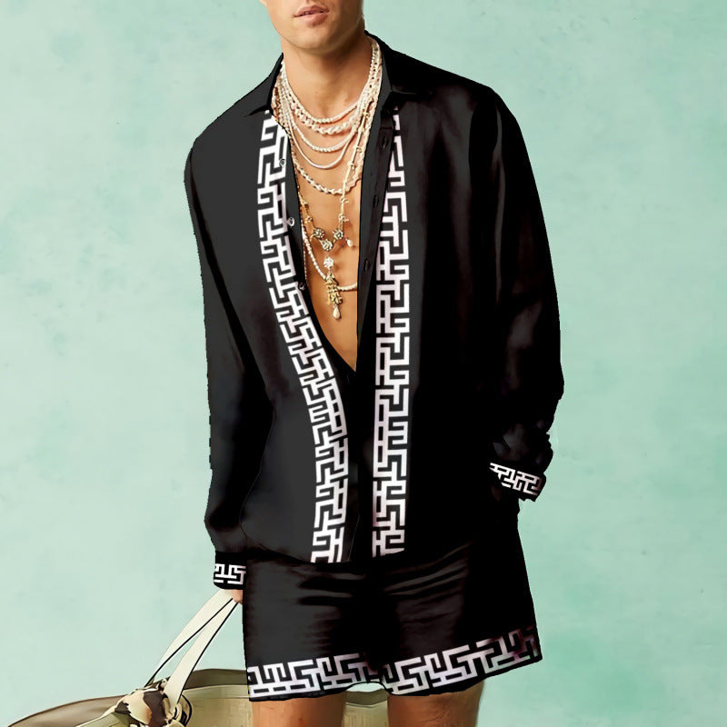 Costume été homme 2 pièces – Chemise fluide imprimée & short assorti | Look stylé vacances 2025