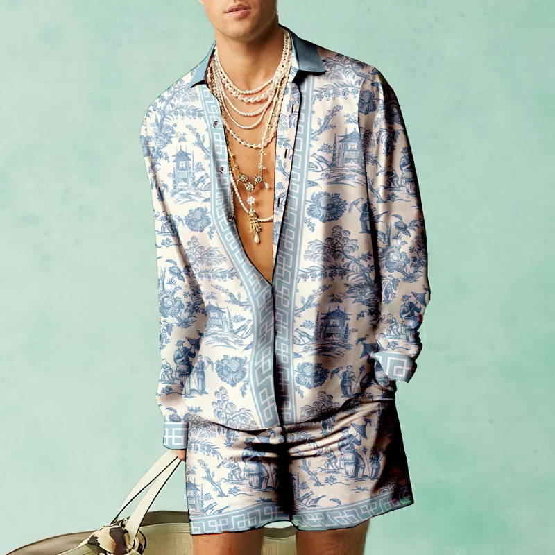 Costume été homme 2 pièces – Chemise fluide imprimée & short assorti | Look stylé vacances 2025