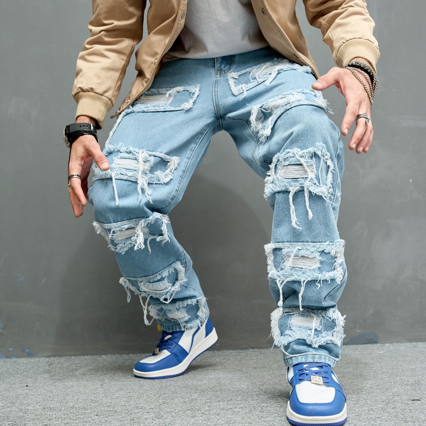 Jean Destroy Oversize Homme – Style Urbain US | Effet Déchiré XXL