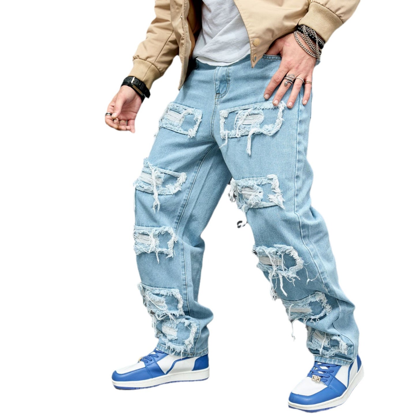 Jean Destroy Oversize Homme – Style Urbain US | Effet Déchiré XXL