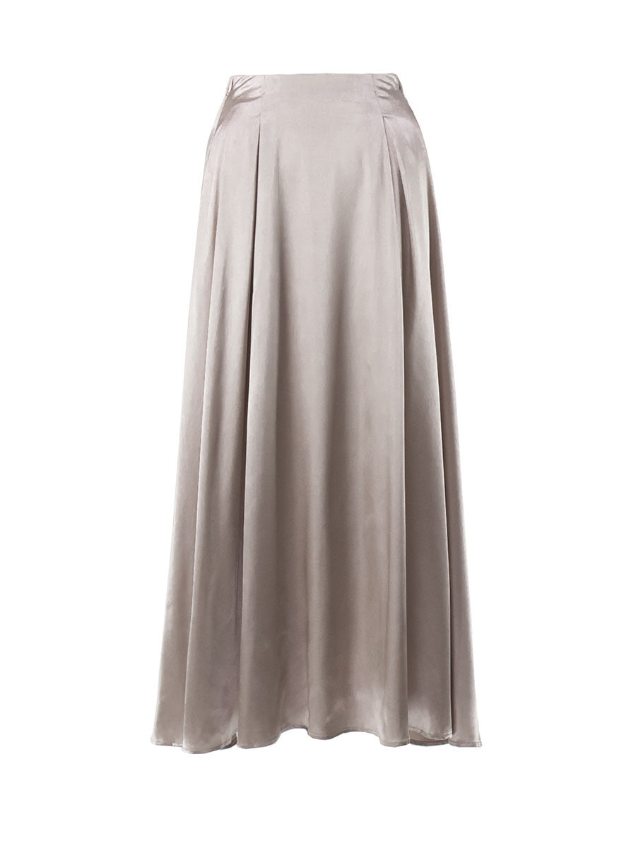 Jupe Satinée Élégance – Coupe Évasée & Taille Haute