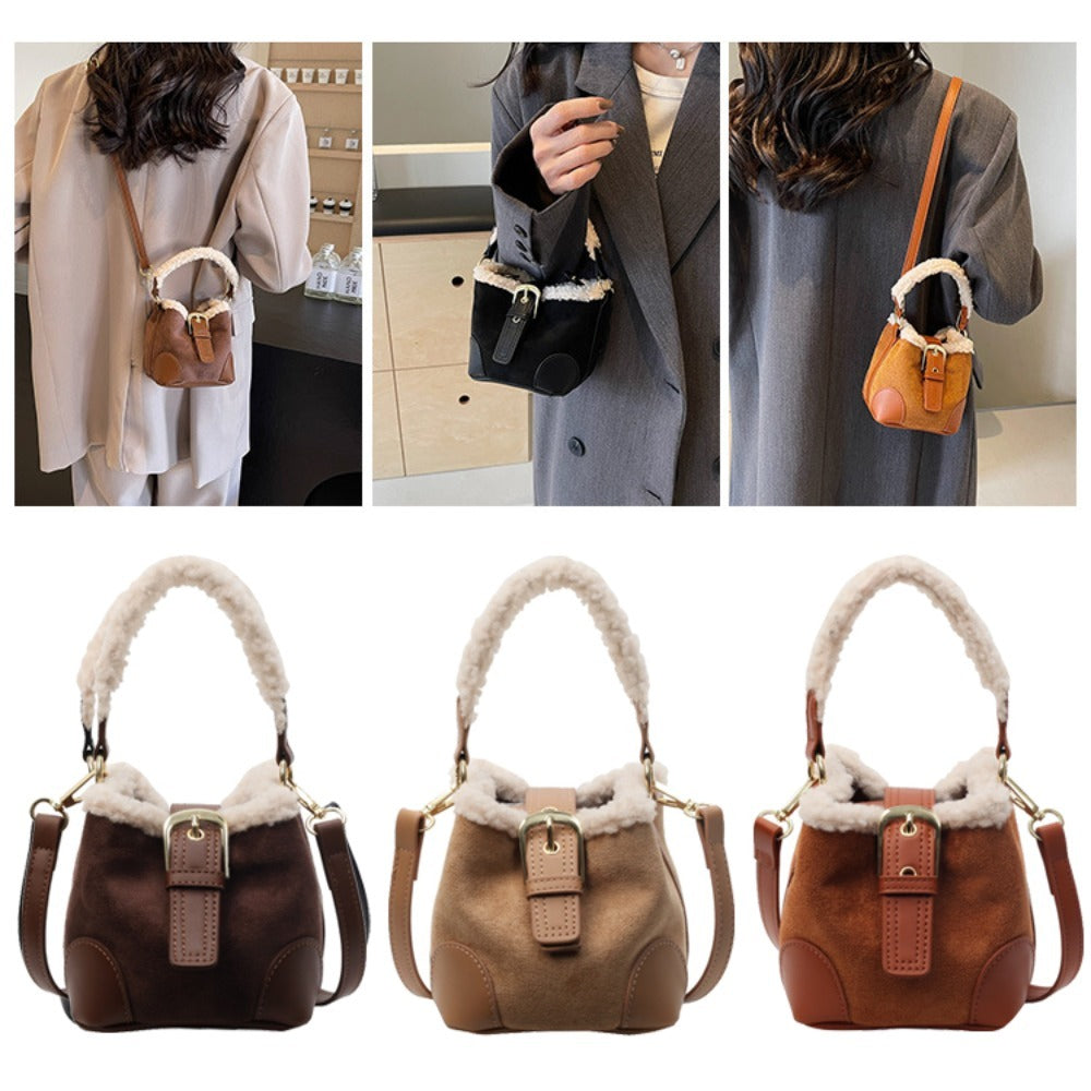 Mini Sac à Main Hiver Femme – Style Bucket avec Doublure Chaude & Anse Mouton – Chic & Tendance
