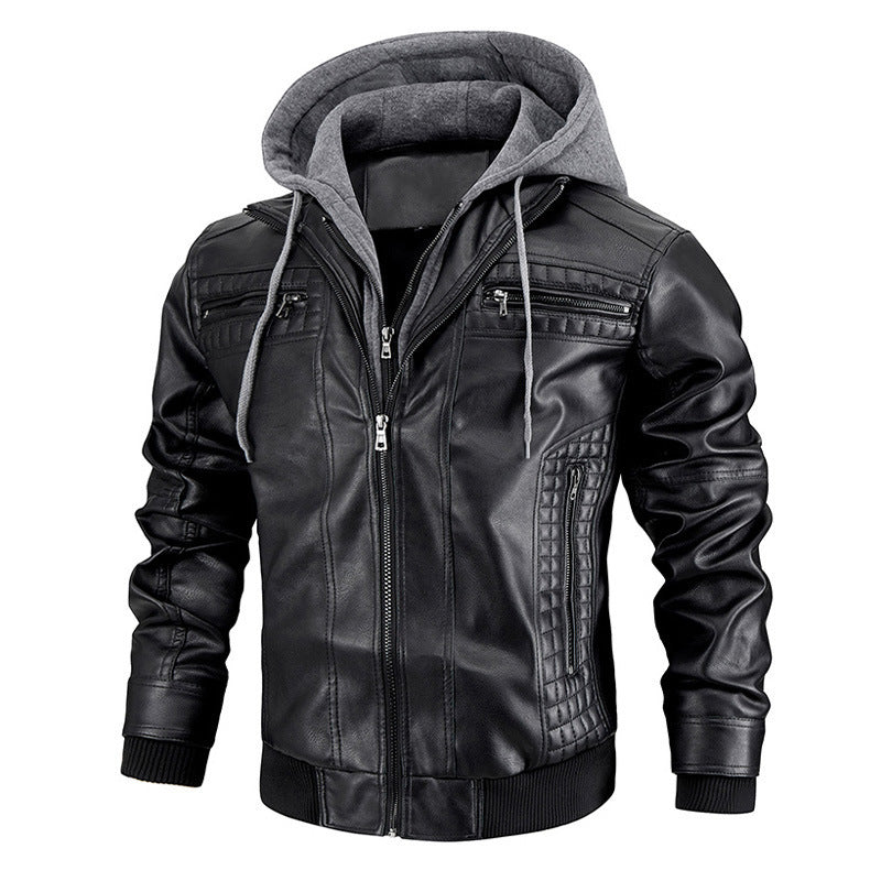 Veste Homme Simili Cuir avec Capuche Amovible – Style Moto & Urbain
