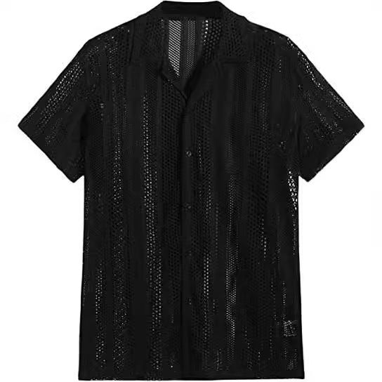 Chemise Homme Décontractée Transparente | Look Estival Chic | Manches Courtes | Style Vacances Tendance