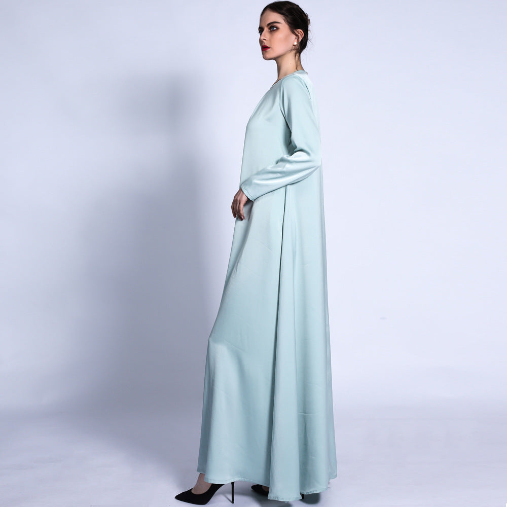 Abaya Satinée Beige Élégante – Coupe Fluide & Minimaliste