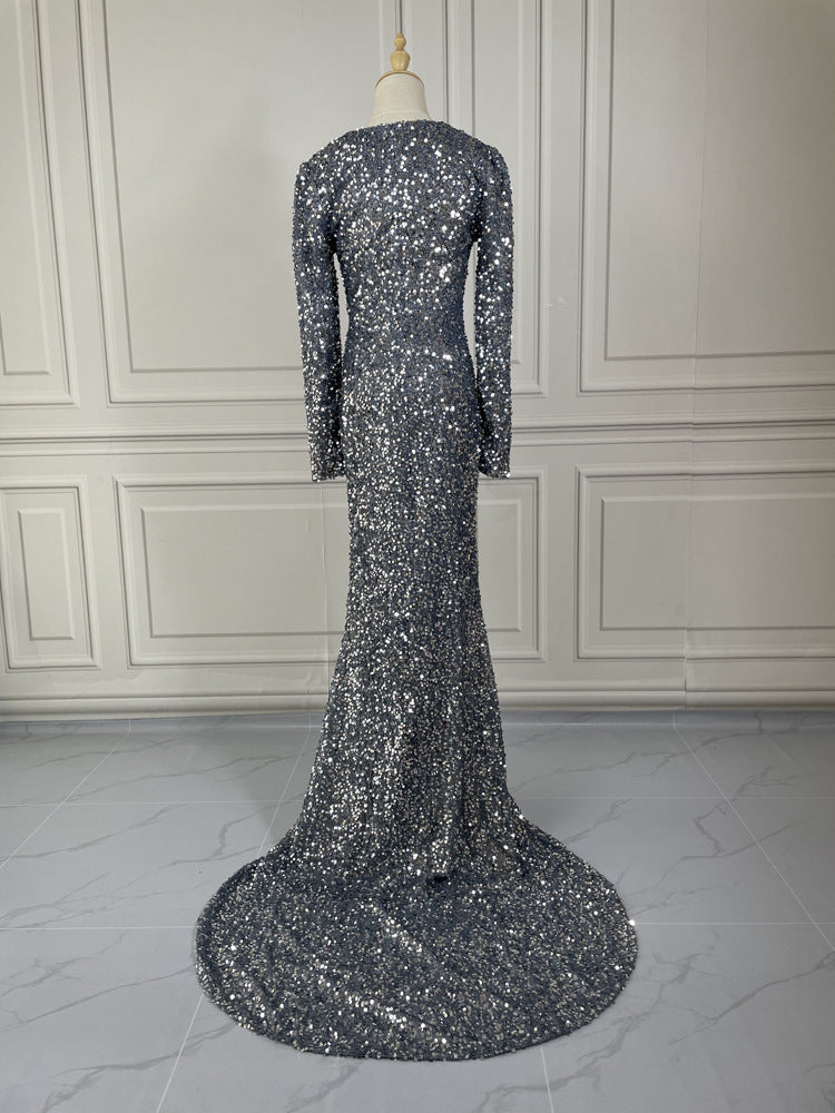 Robe Longue Sirène à Paillettes – Luxe & Éclat