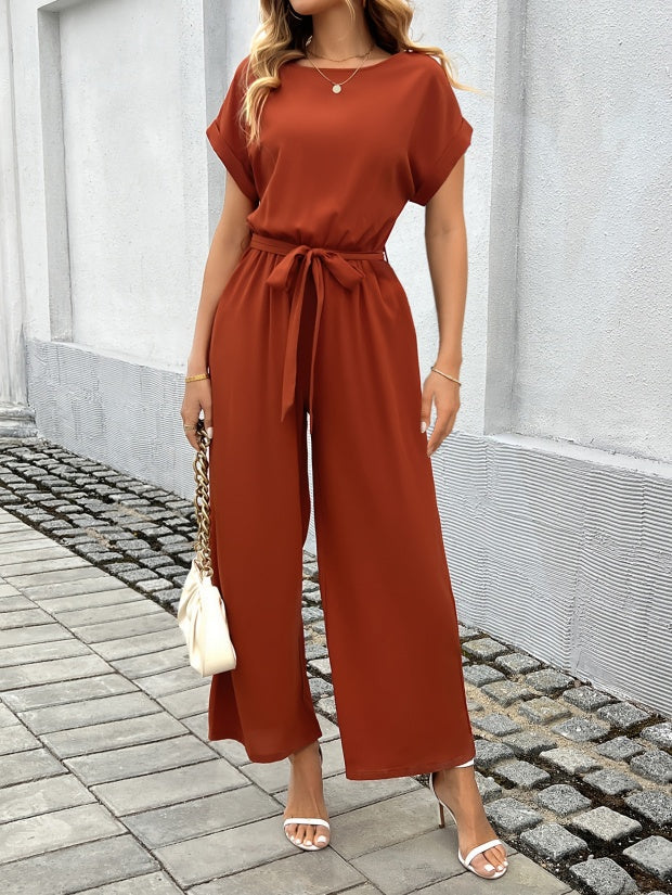 Combinaison Élégante Femme – Tissu Fluide & Taille Ceinturée | Look Chic Été