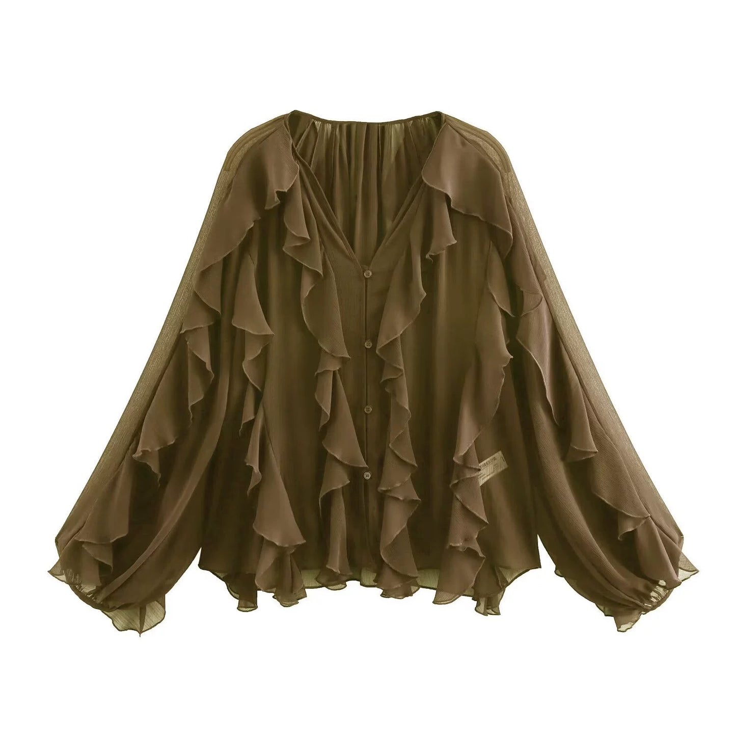 Blouse Volants Fluide Femme