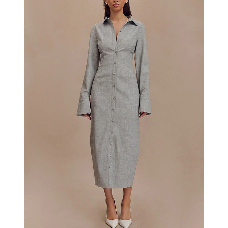 Robe Chemise Longue Femme Élégante – Style Business Chic & Casual