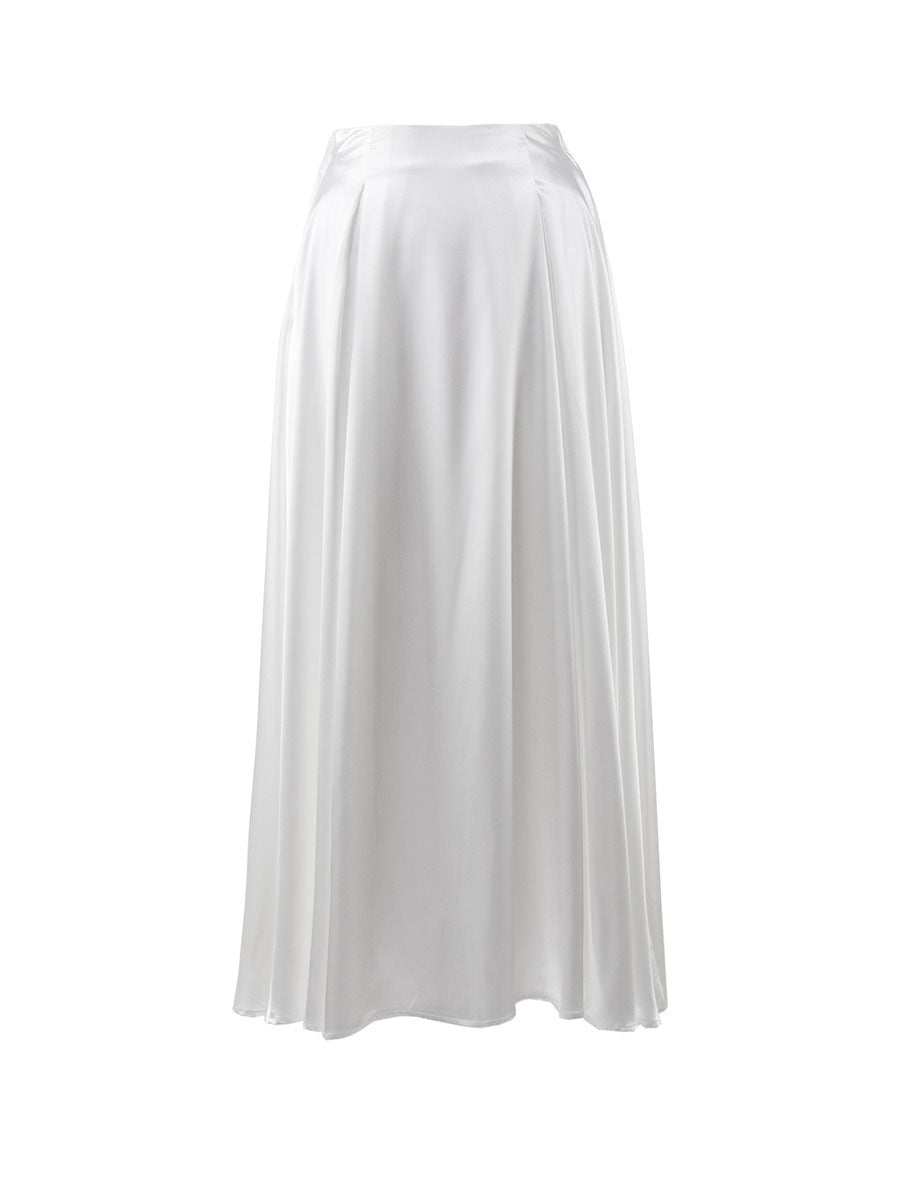 Jupe Satinée Élégance – Coupe Évasée & Taille Haute