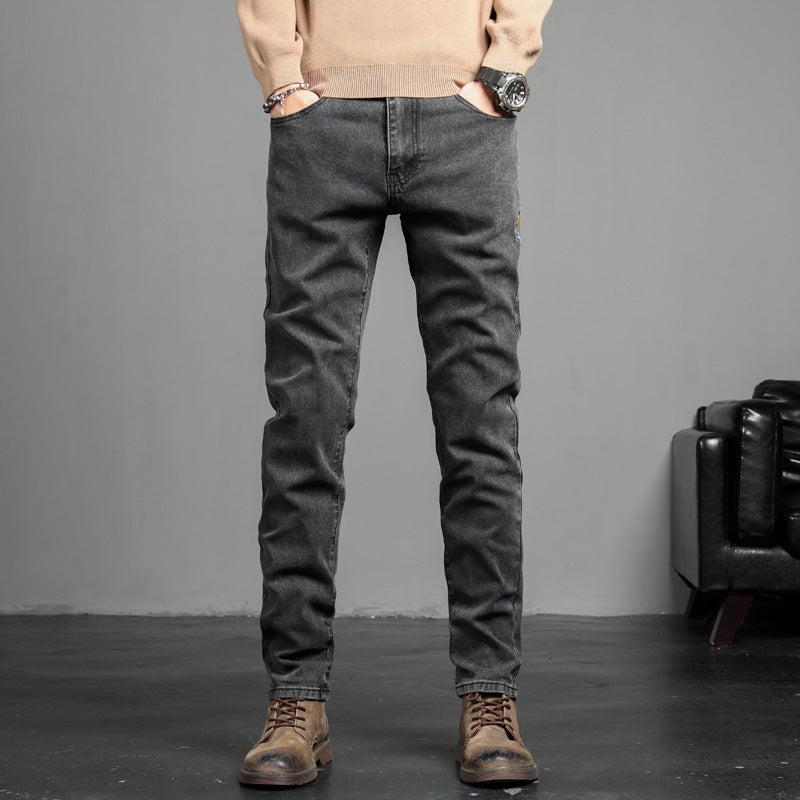 Jean slim homme brut effet usé avec patch brodé – Look street & urbain