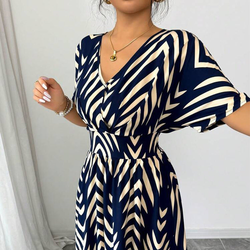 Robe Longue Femme Bohème Chic à Motifs Géométriques – Style Élégant Été & Soirée