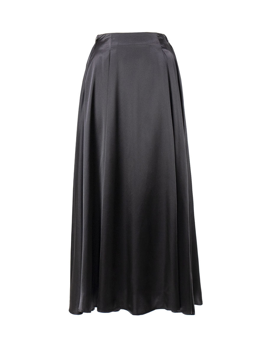 Jupe Satinée Élégance – Coupe Évasée & Taille Haute