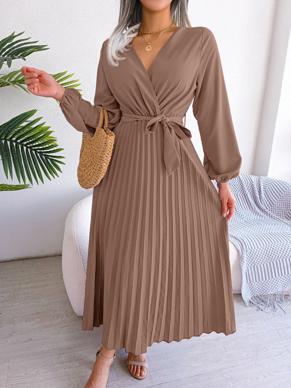 Robe Midi Plissée Femme – Élégance & Confort