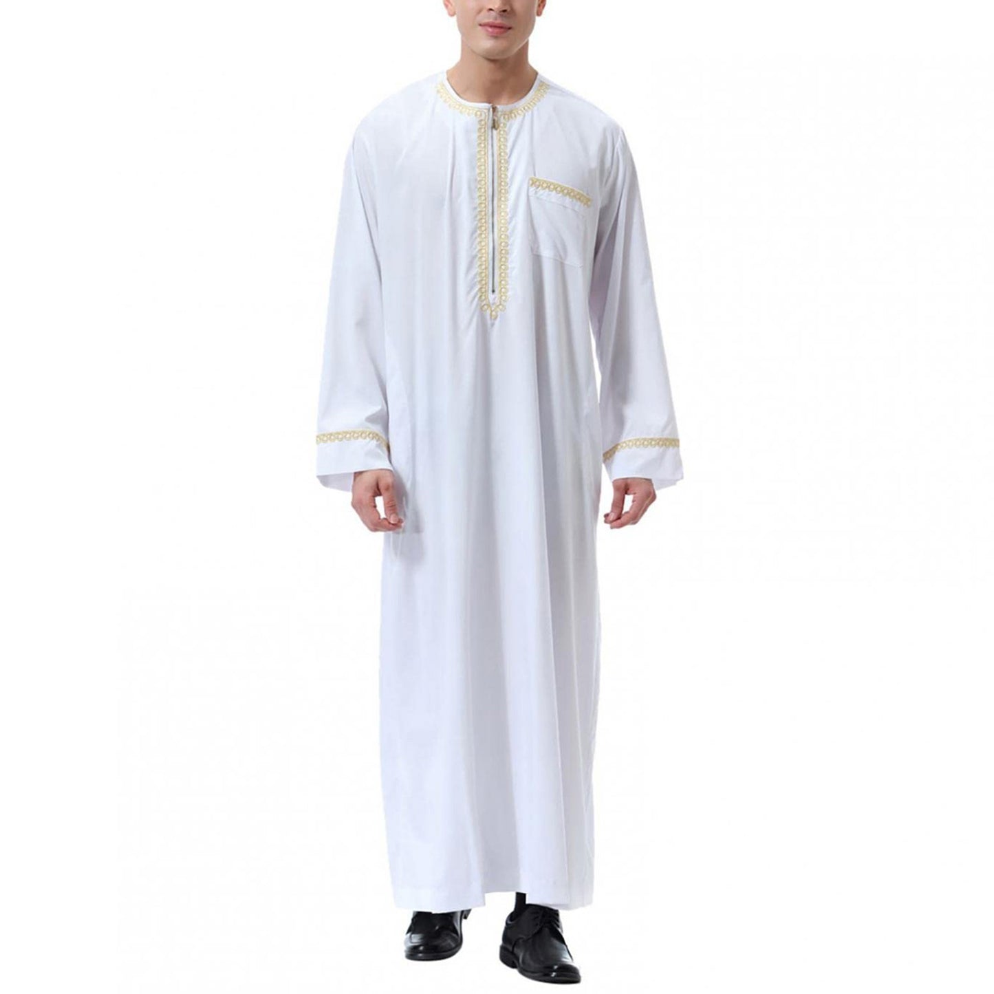 Djellaba Crème Homme Luxe – Broderie Dorée & Élégance Marocaine