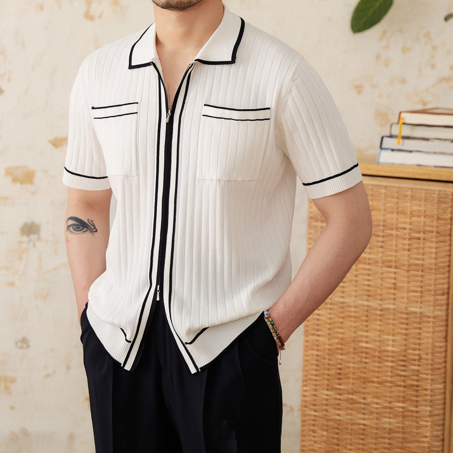 Polo Slim Sculptant – Look “Clean Boy” Viral sur TikTok | Col Contrasté Luxe