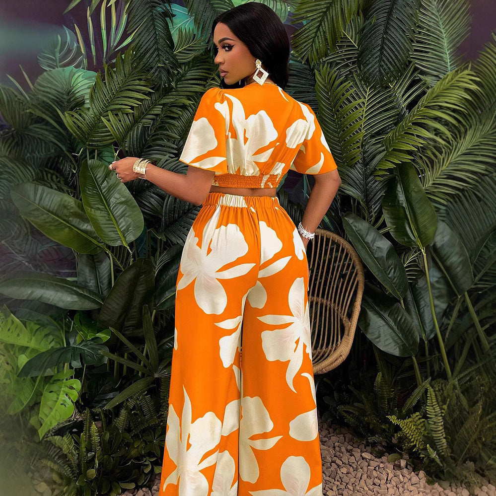 Ensemble Tropical Chic - Haut Croisé & Pantalon Large