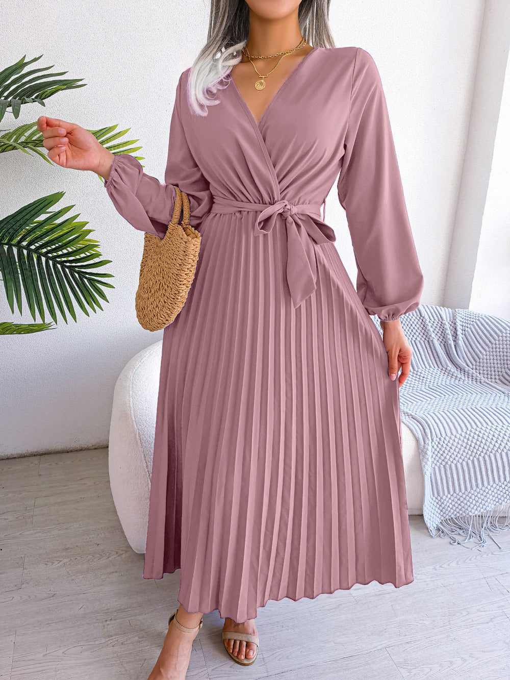 Robe Midi Plissée Femme – Élégance & Confort