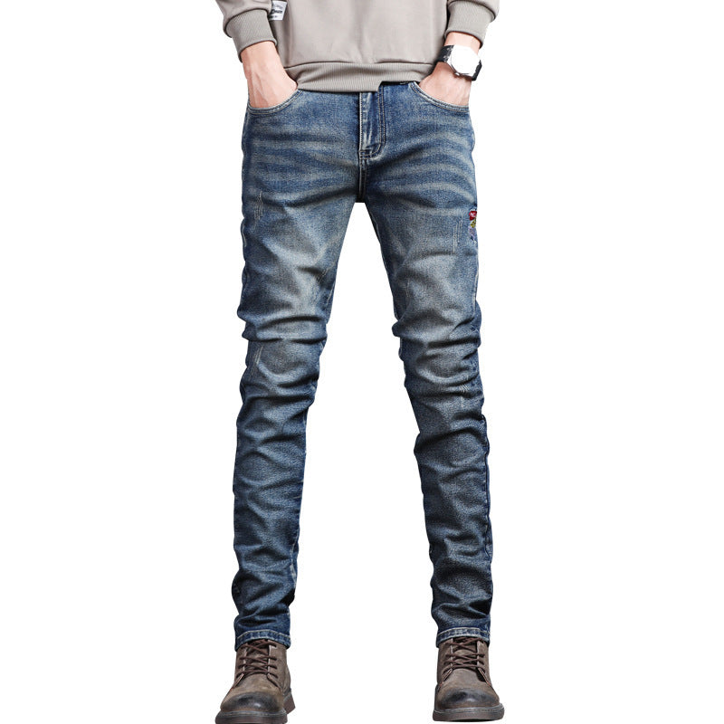 Jean slim homme brut effet usé avec patch brodé – Look street & urbain