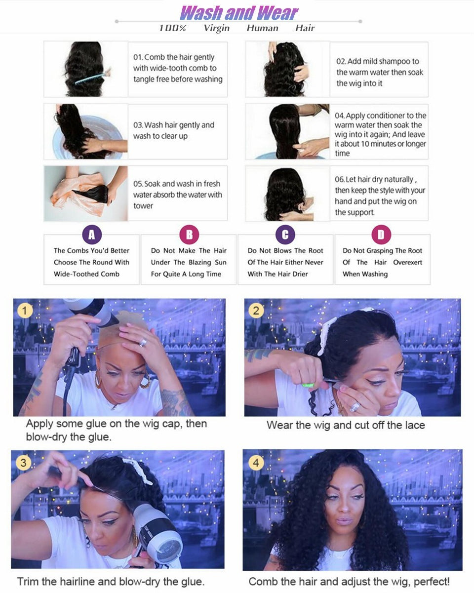 Perruque Lace Front – Cheveux Longs Lisses Bleu Pastel