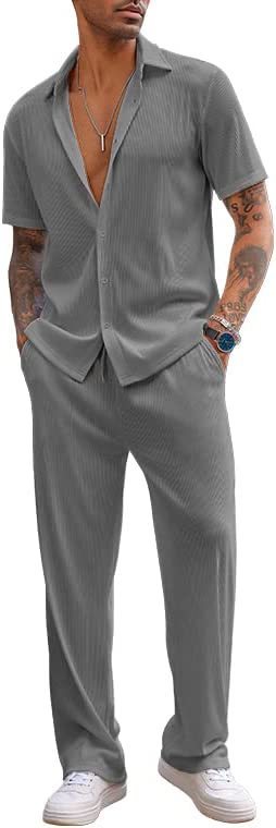Ensemble Homme 2 Pièces – Chemise Oversize & Pantalon Plissé – Look Tendance Décontracté