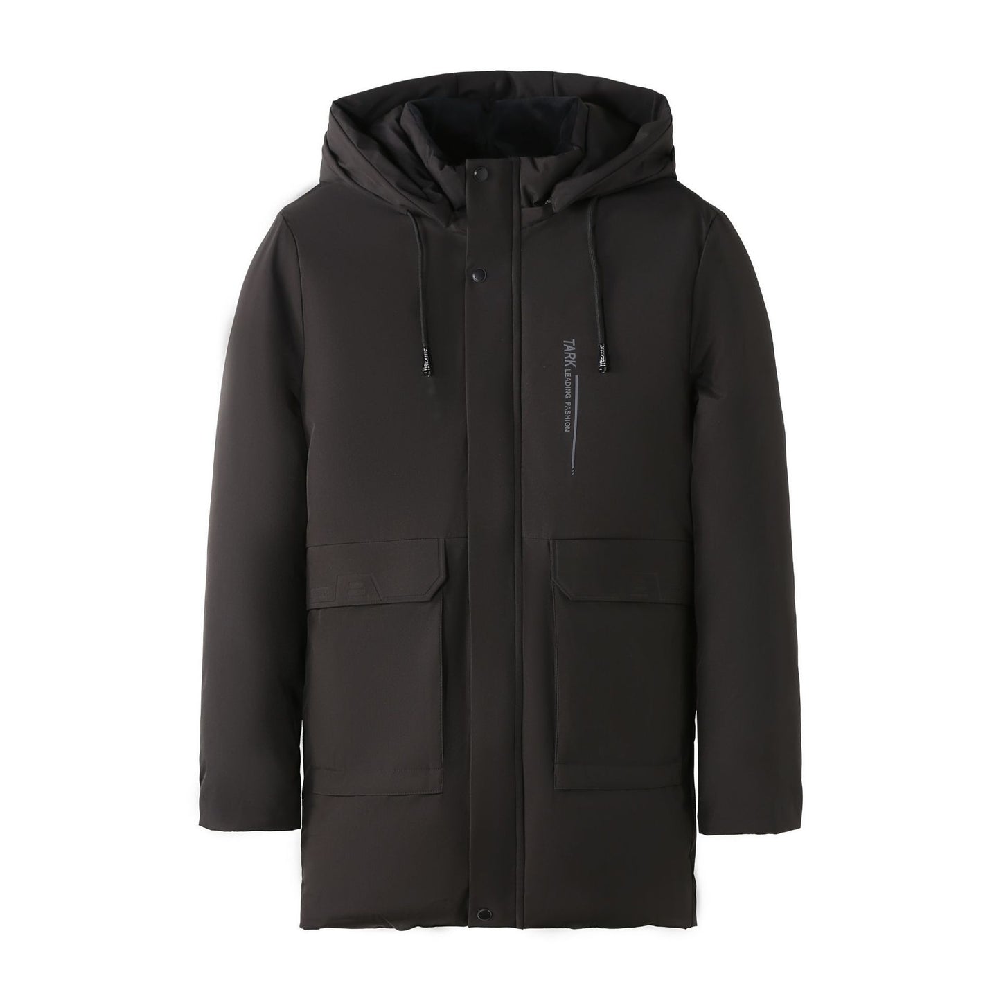 Parka homme chaude hiver avec capuche, coupe droite doublée
