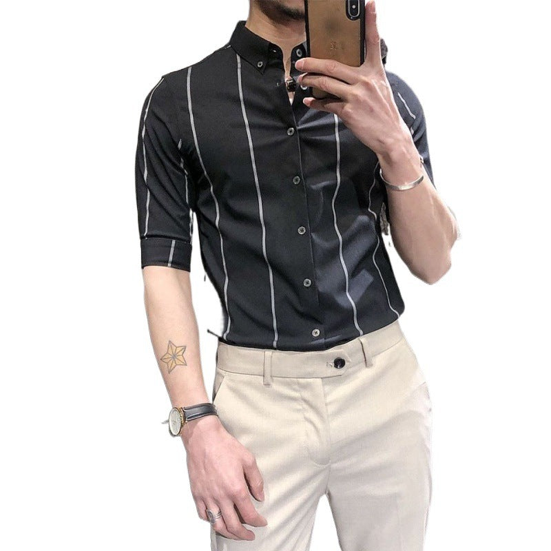Chemise à Rayures Blanches et Grises pour Homme – Élégance et Modernité