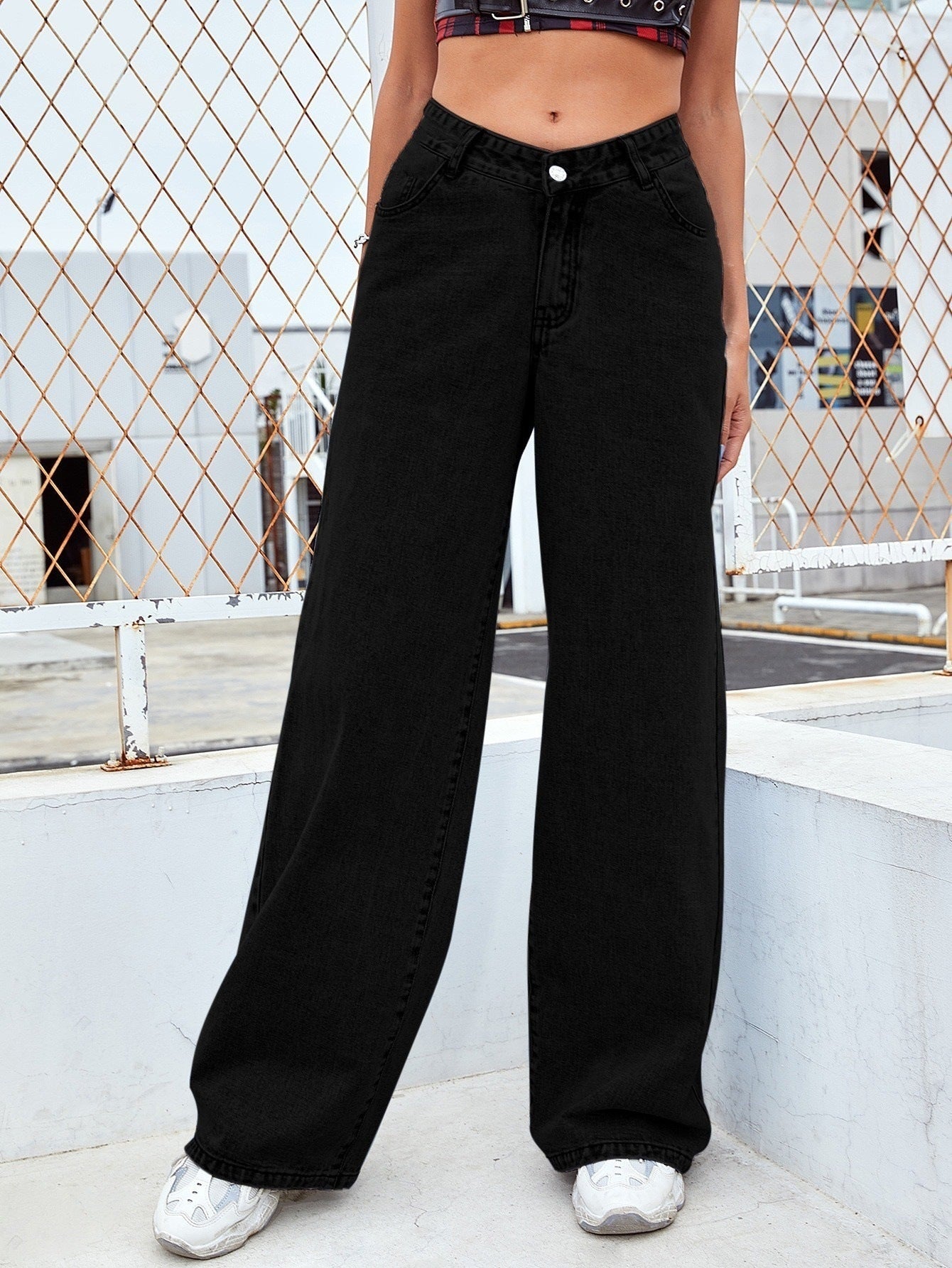 Jean Taille Haute Coupe Droite – Confort & Style Intemporel