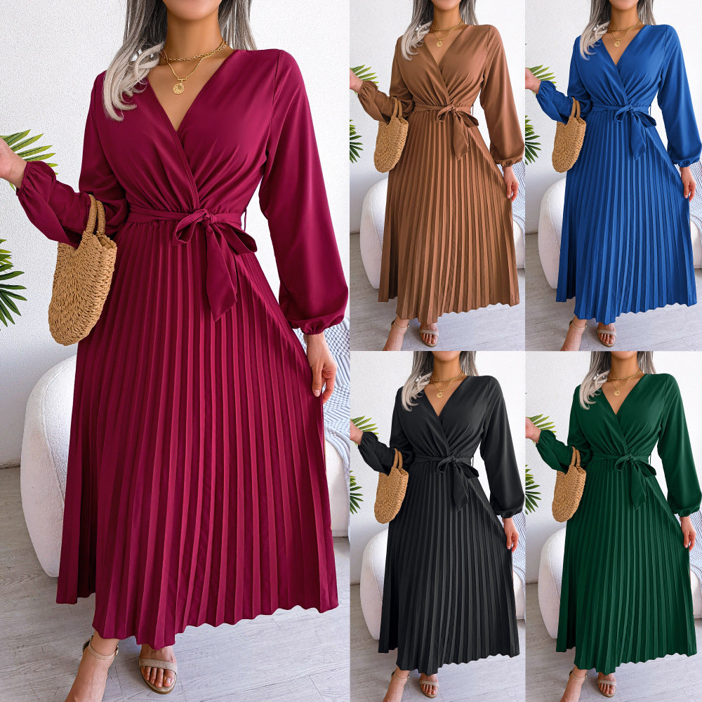 Robe Midi Plissée Femme – Élégance & Confort