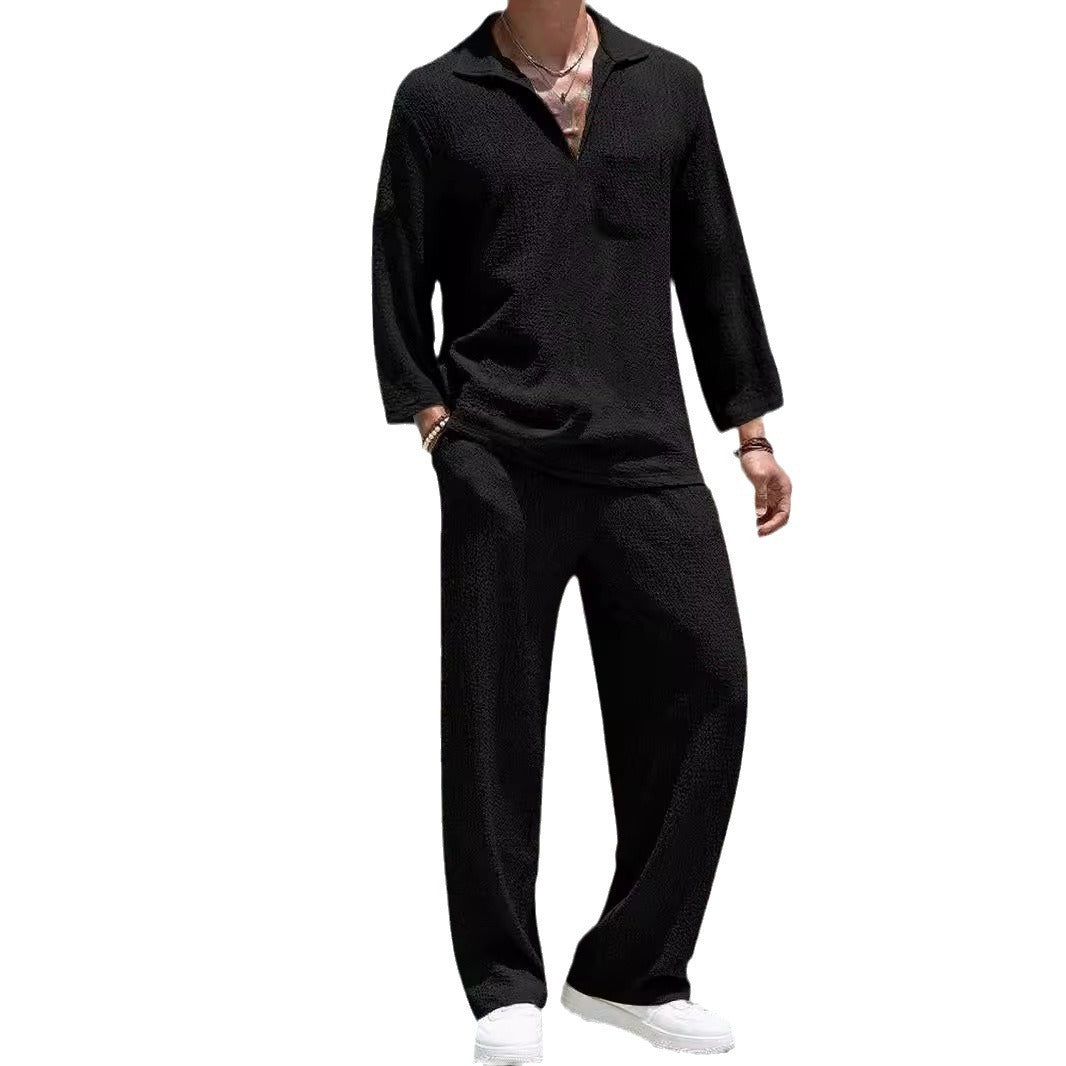 Ensemble Riviera™ Homme - Chemise Lounge & Pantalon Tricoté | Confort Premium & Style Détente