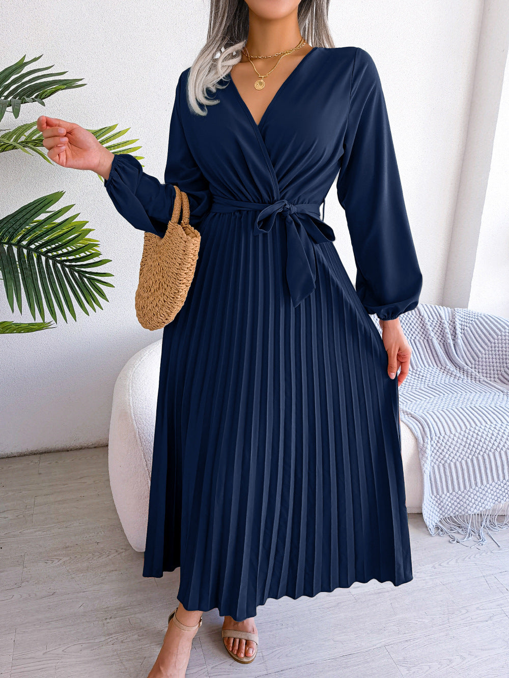 Robe Midi Plissée Femme – Élégance & Confort
