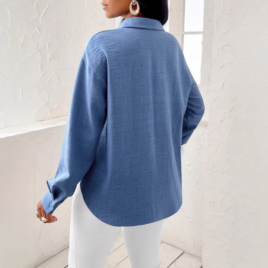 Chemisier Femme Élégant Croisé – Manches Longues, Col V Chic