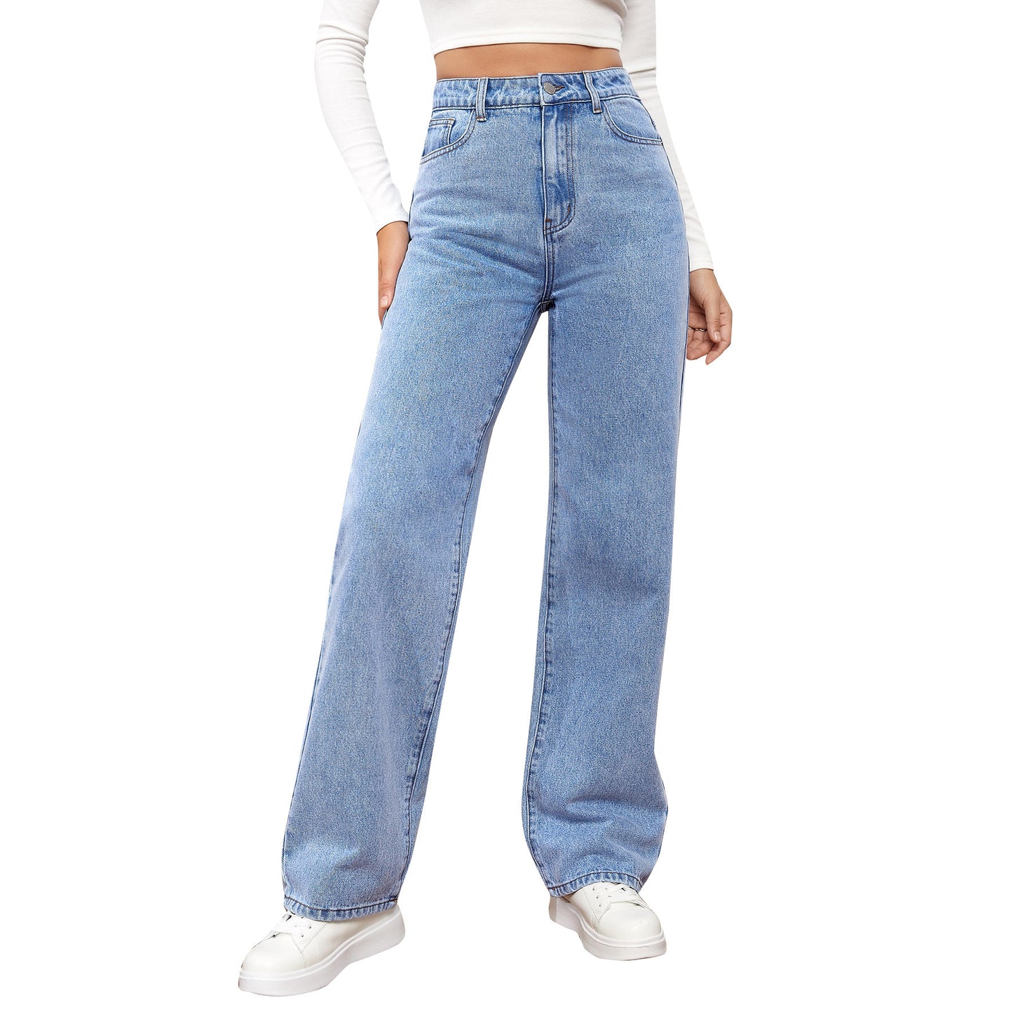 JEAN TAILLE HAUTE COUPE DROITE – EFFET SCULPTANT & STYLE URBAIN