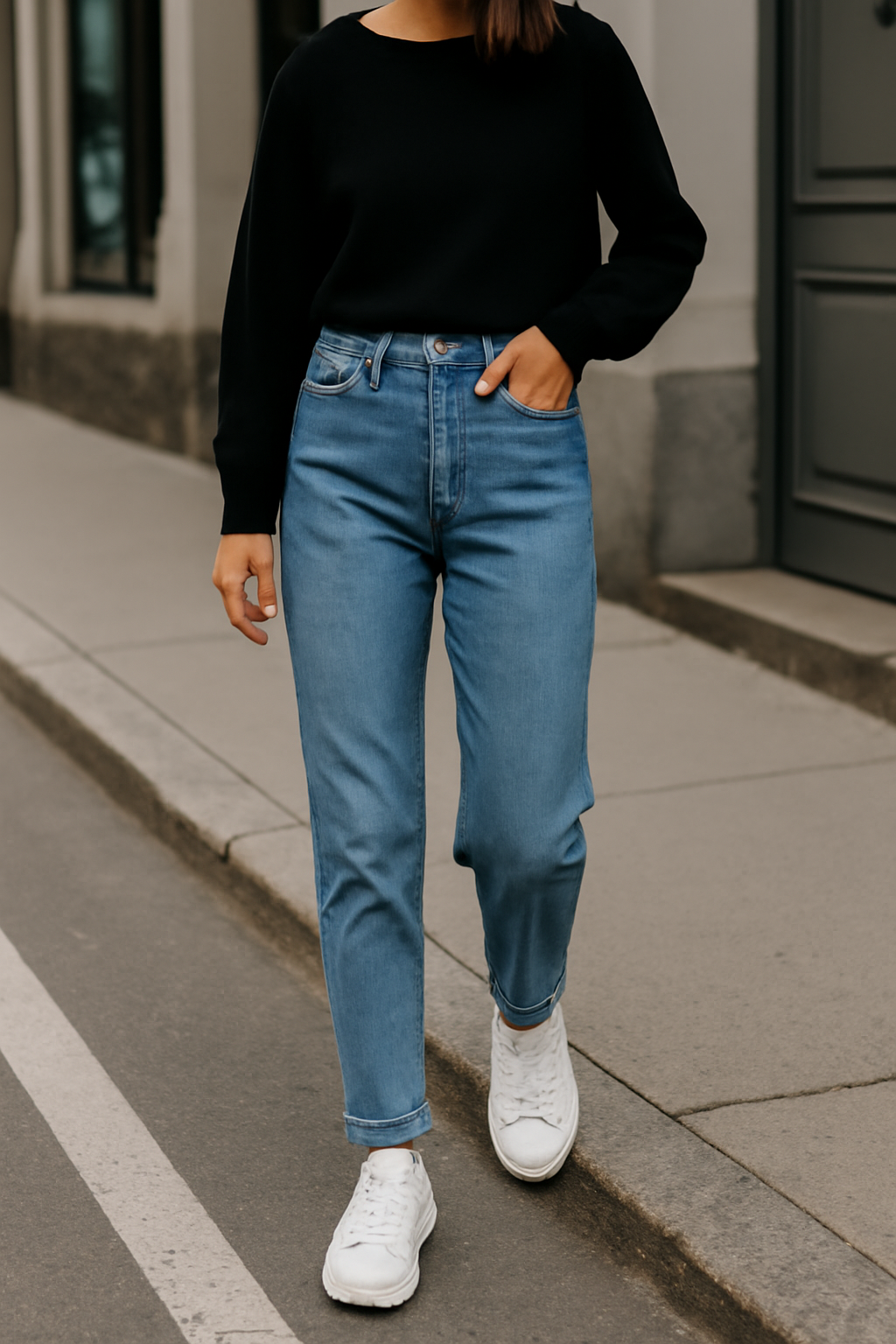 Jean femme taille haute bleu clair – Coupe droite ultra flatteuse