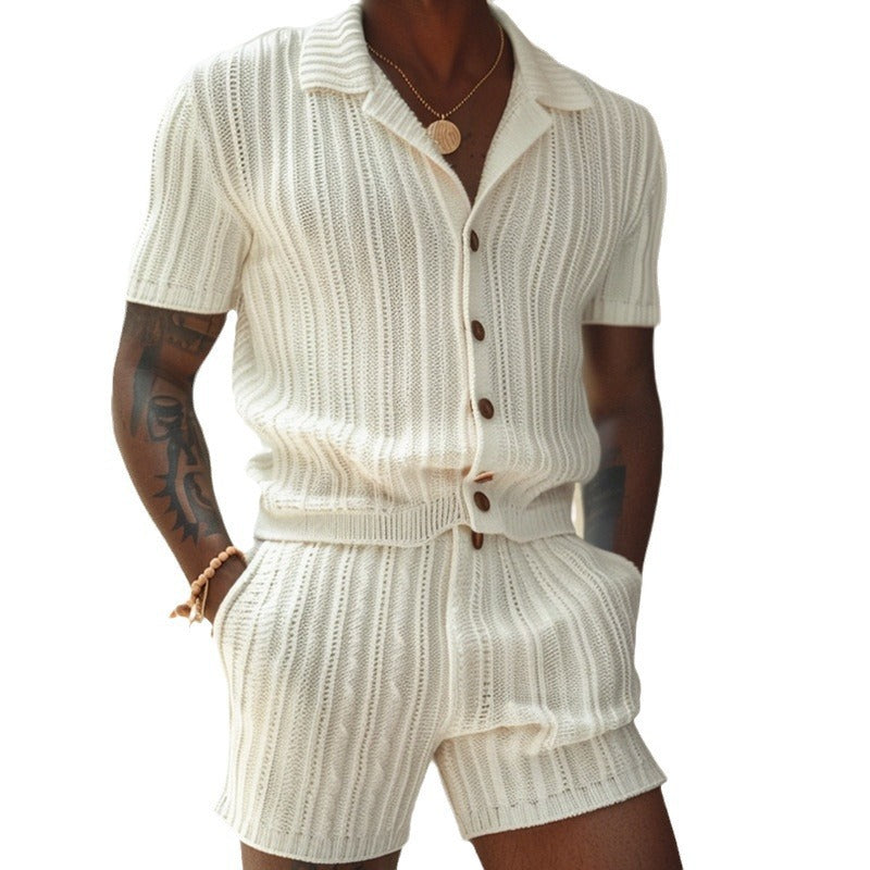 Ensemble été homme côtelé – Chemise & Short | Style décontracté chic