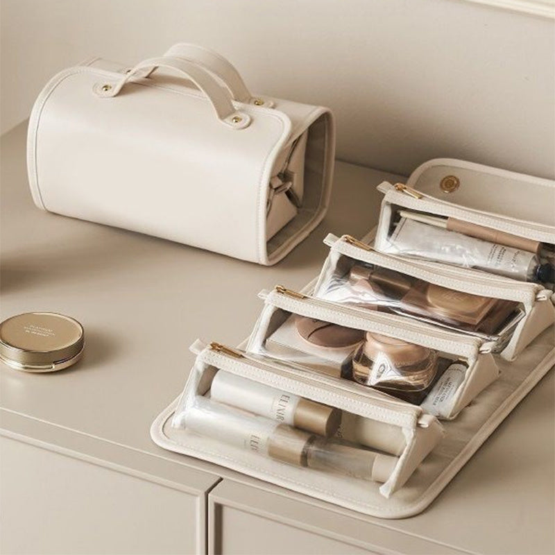 Trousse de Maquillage Luxe – Organisateur Cosmétique avec Compartiments Pliables – Sac de Rangement Portable