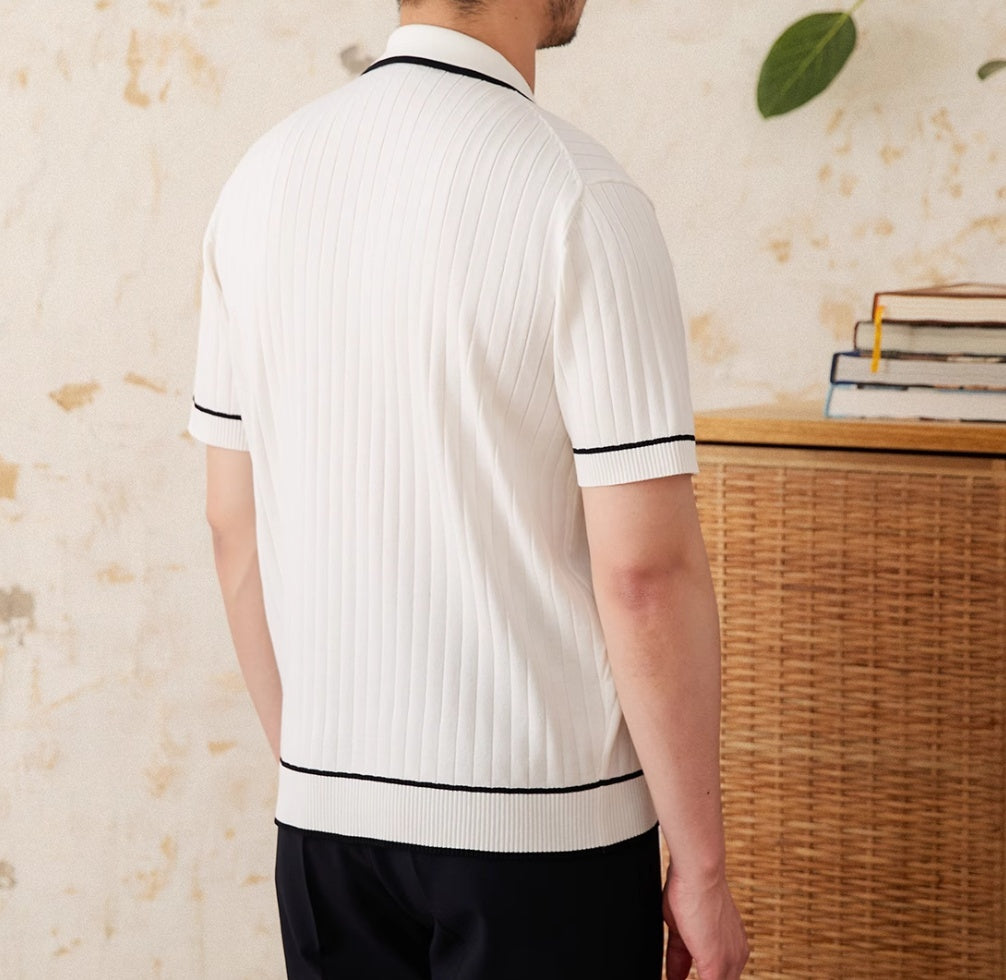 Polo Slim Sculptant – Look “Clean Boy” Viral sur TikTok | Col Contrasté Luxe