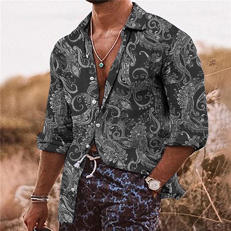 Chemise Homme Bohème Chic | Manches Longues | Style Vacances & Plage | Look Festival Tendance