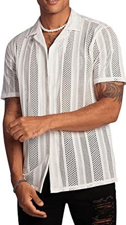 Chemise Homme Décontractée Transparente | Look Estival Chic | Manches Courtes | Style Vacances Tendance