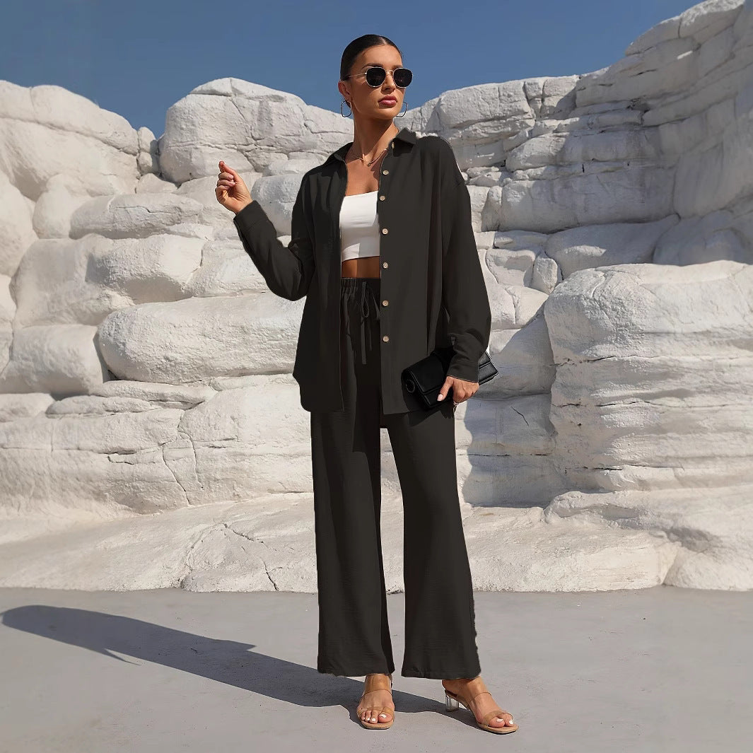 Ensemble Femme Chic – Veste Longue & Pantalon Large Taille Haute | Look Décontracté et Élégant Été 2025