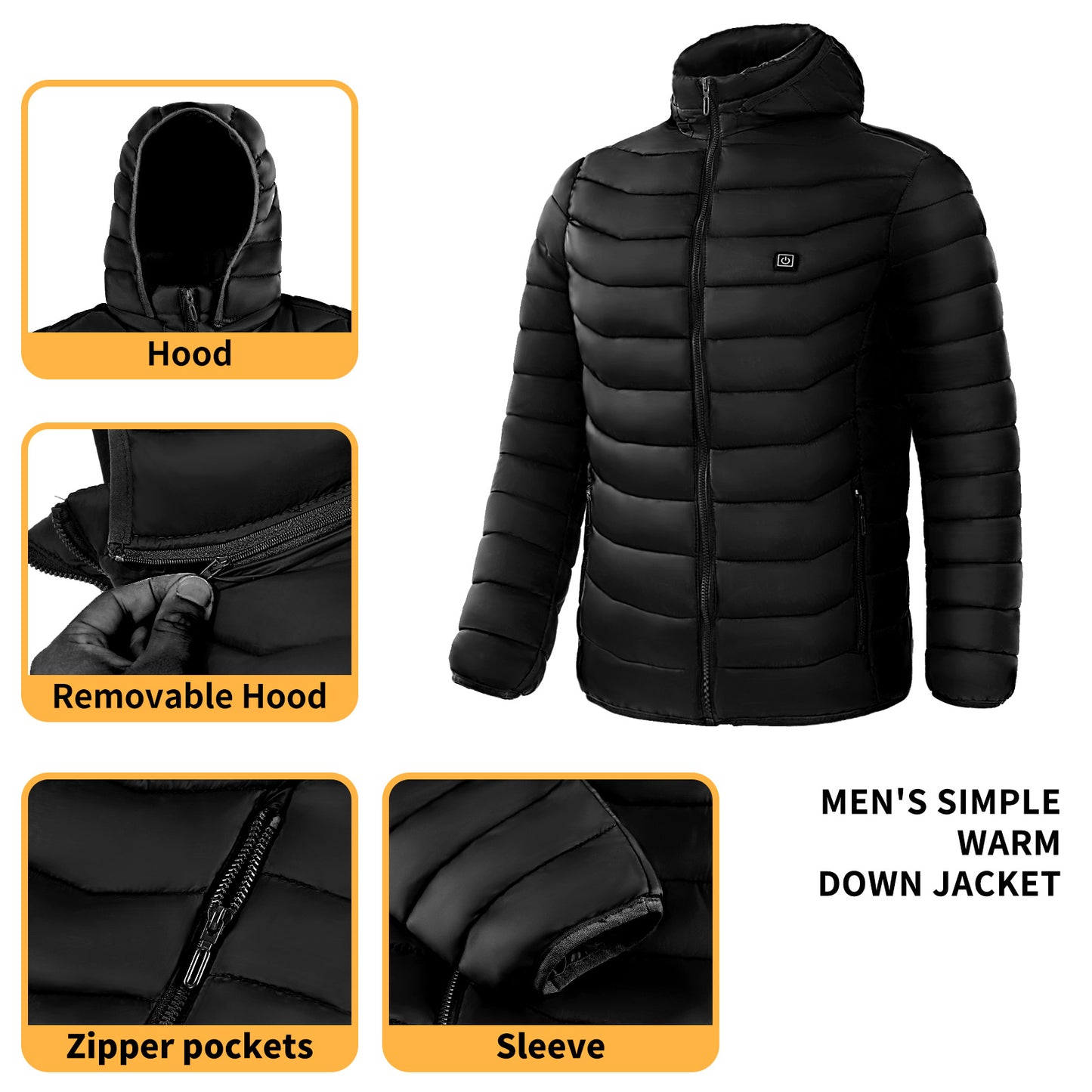 Veste chauffante électrique unisexe – Doudoune chauffée USB avec zones de chaleur, hiver & outdoor